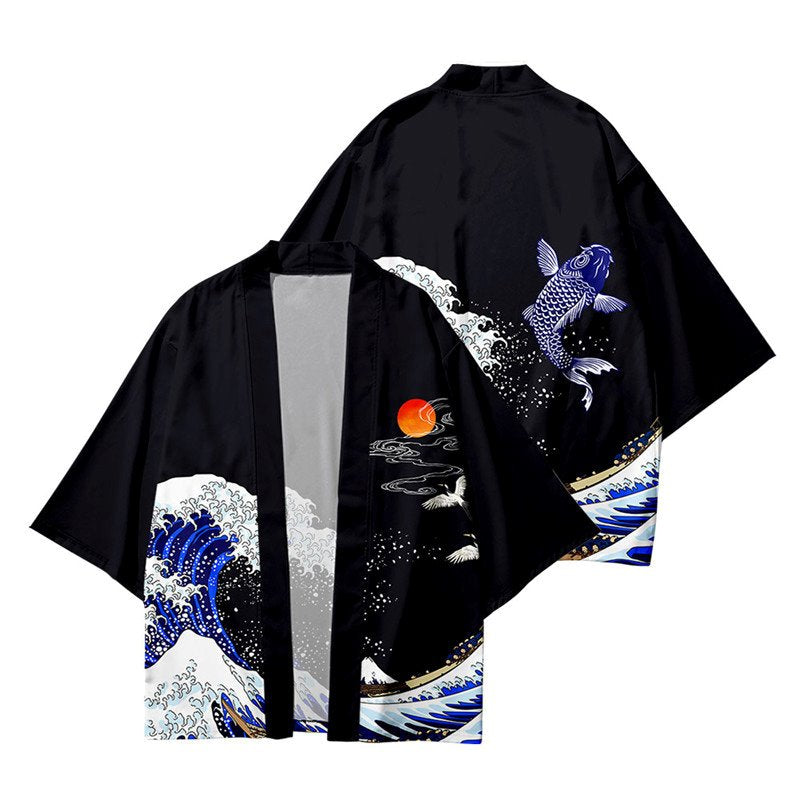 Kimono Japanese Great Wave and Mighty Koi-Kawaii Dream