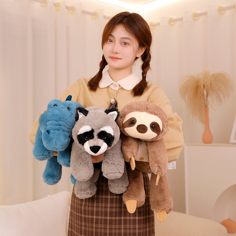 Laying Sloth and Fox Raccoon Crocodile Plushie Friends-Kawaii Dream