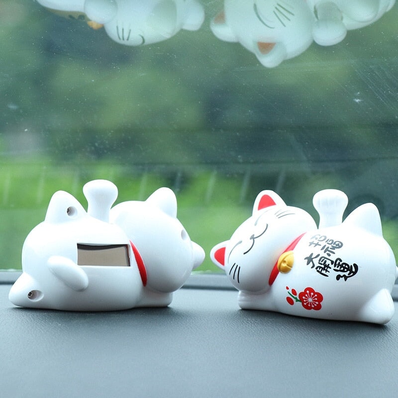 Lazy Japanese Lucky Cat Waving Arm Car Ornament-Kawaii Dream