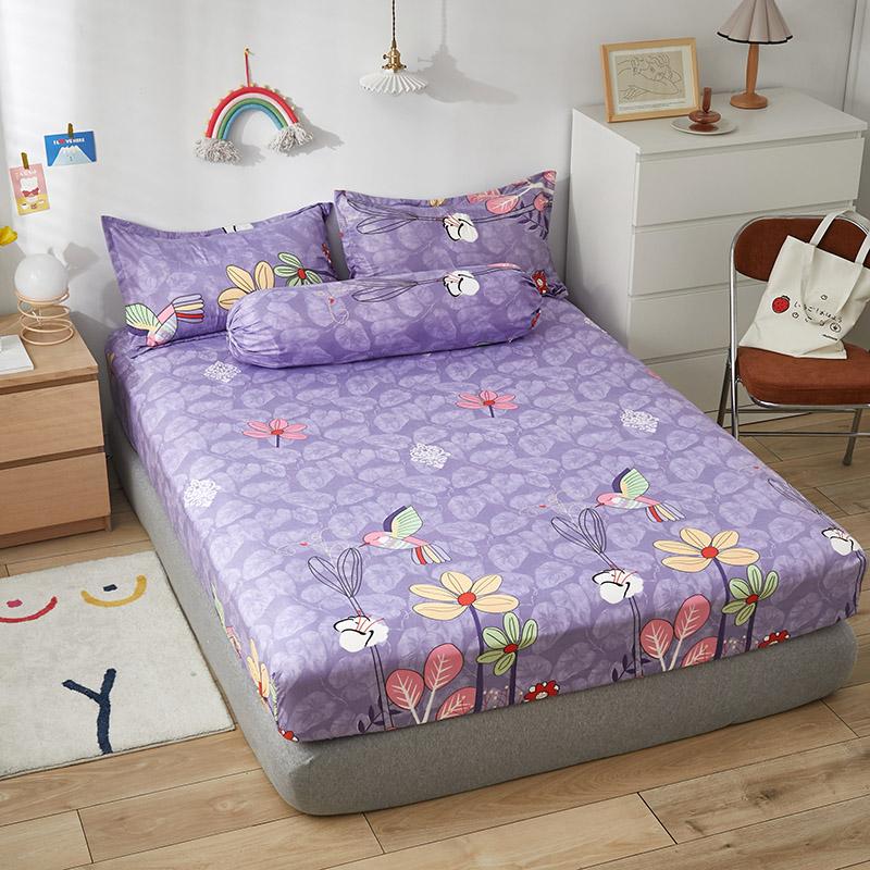 Lilac Purple Floral & Hummingbird Fitted Bedsheets-Kawaii Dream