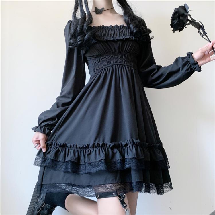 Lolita Black Mini High Waist Gothic Women's Dress-Kawaii Dream