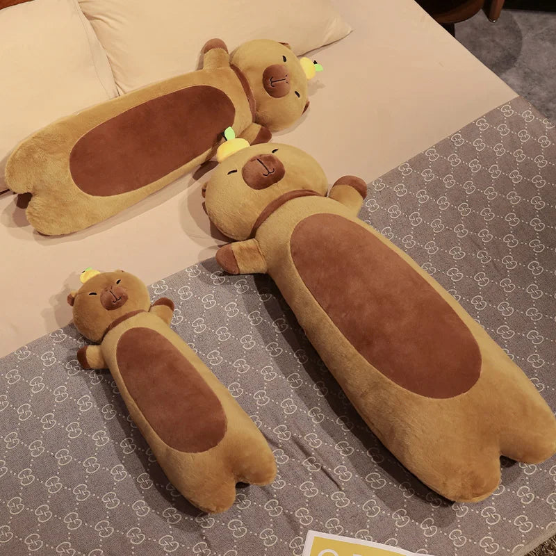 Long Snuggly Capybara with Orange Plushies-Kawaii Dream