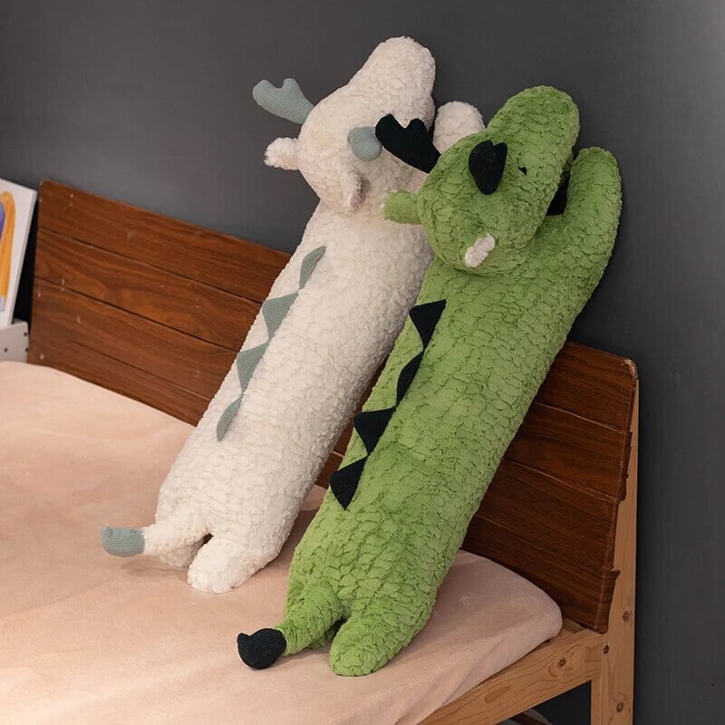 Long Snuggly Green White Dragon Plushies-Kawaii Dream