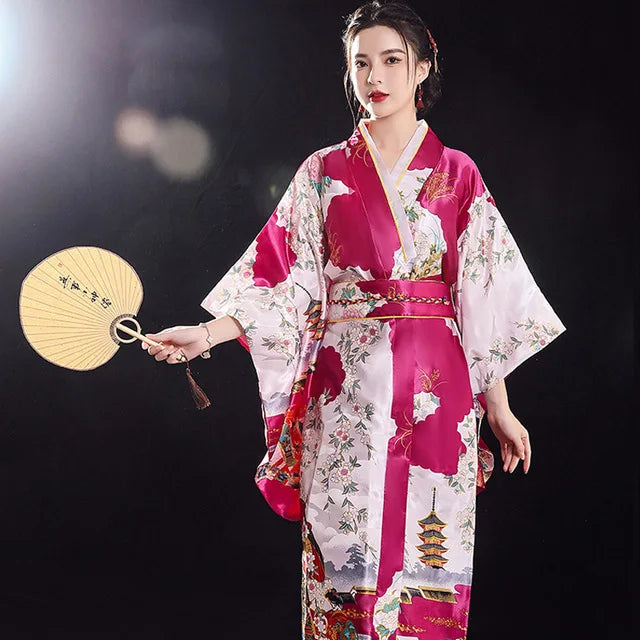 Long Traditional Japanese-themed Floral Women's Kimono-Kawaii Dream