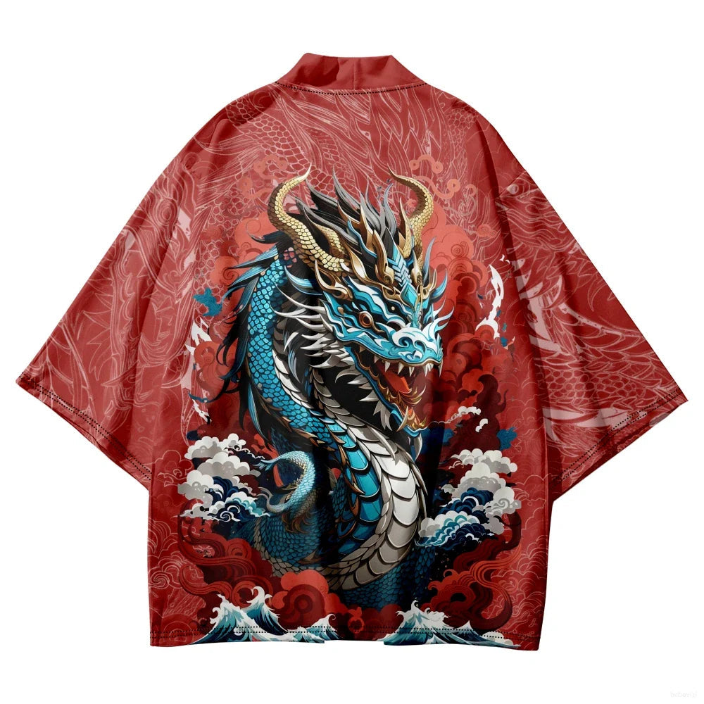 Ocean Dragon Red Unisex Kimono-Kawaii Dream