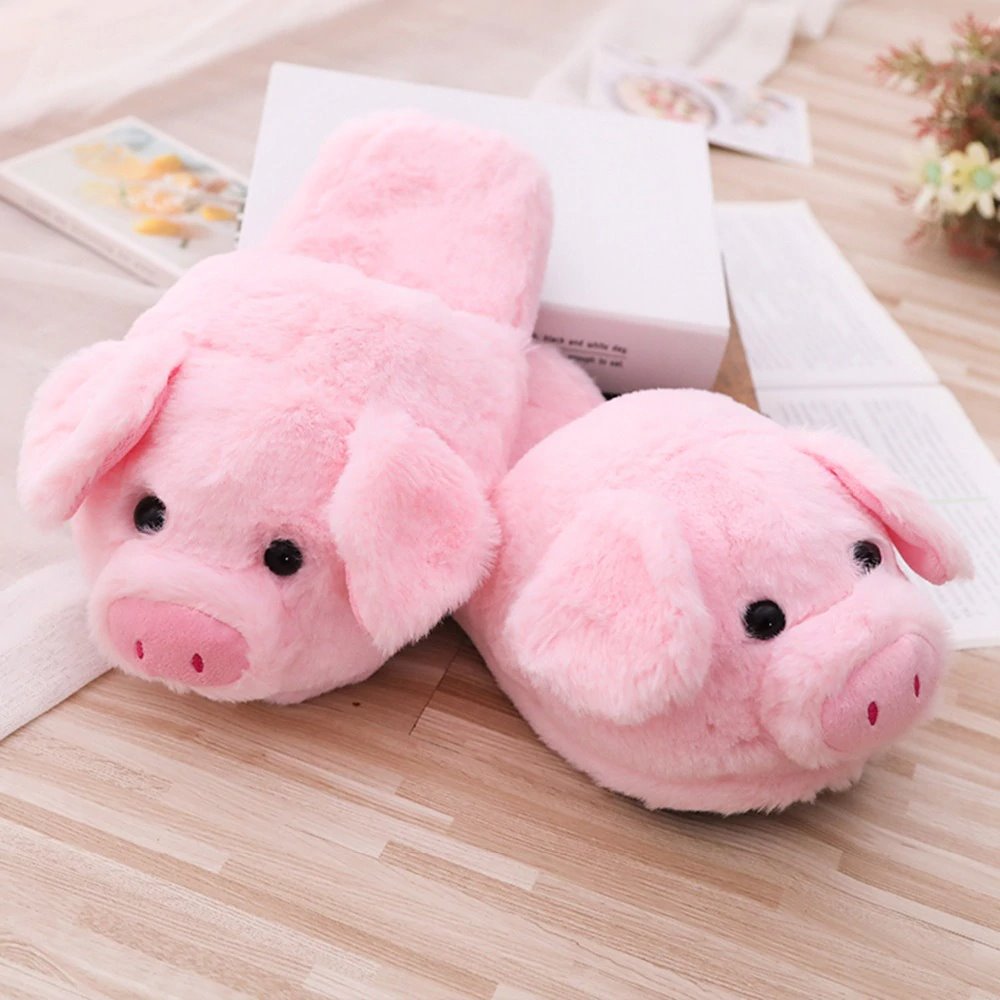 Pink Piggy Plush Slippers-Kawaii Dream
