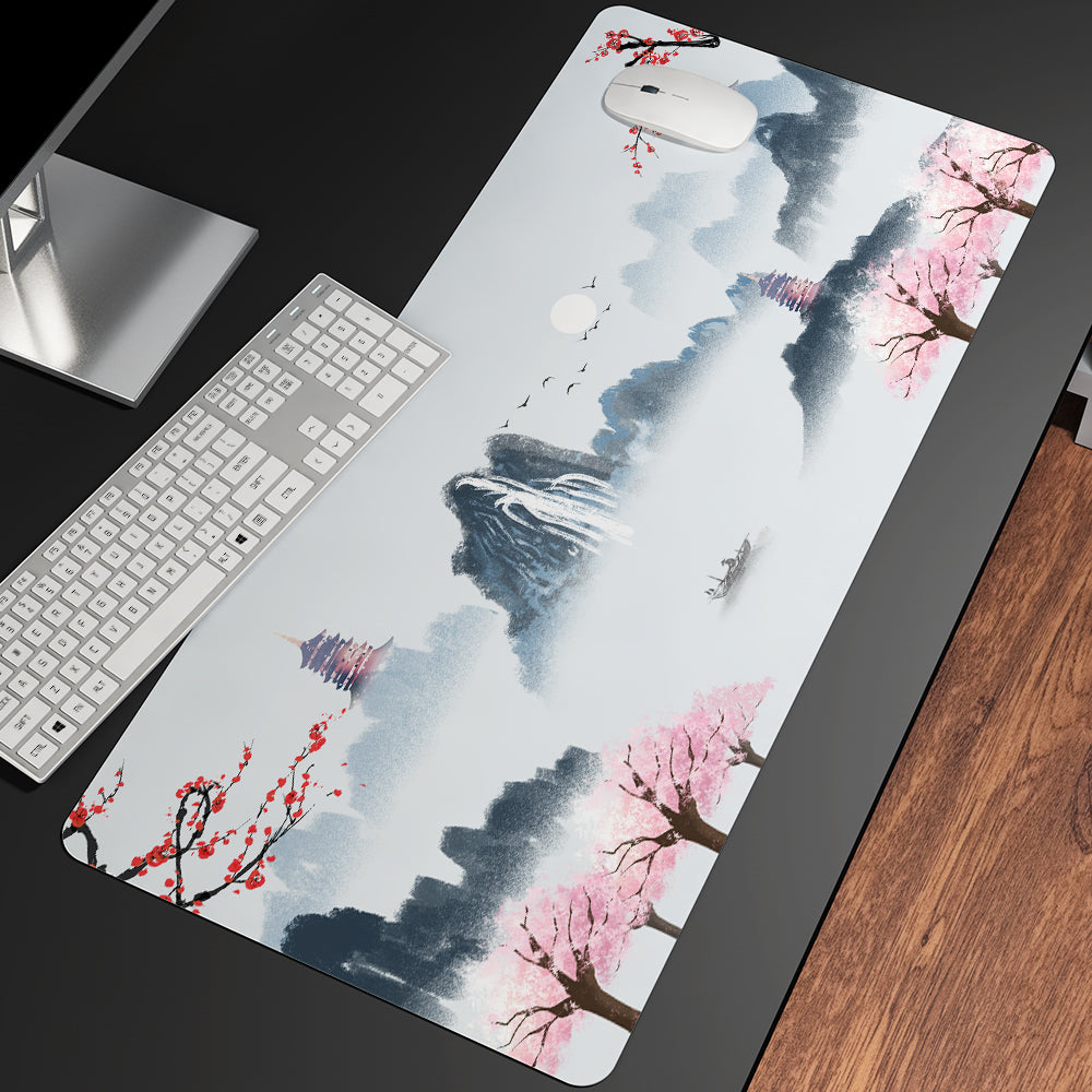 Pink Sakura Japanese Shrine Mountains Large Mouse Pad Collection-Kawaii Dream