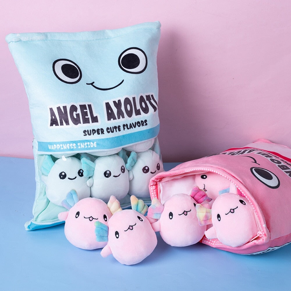 Rainbow Pink Blue Axolotl Candy Bag Plushies-Kawaii Dream