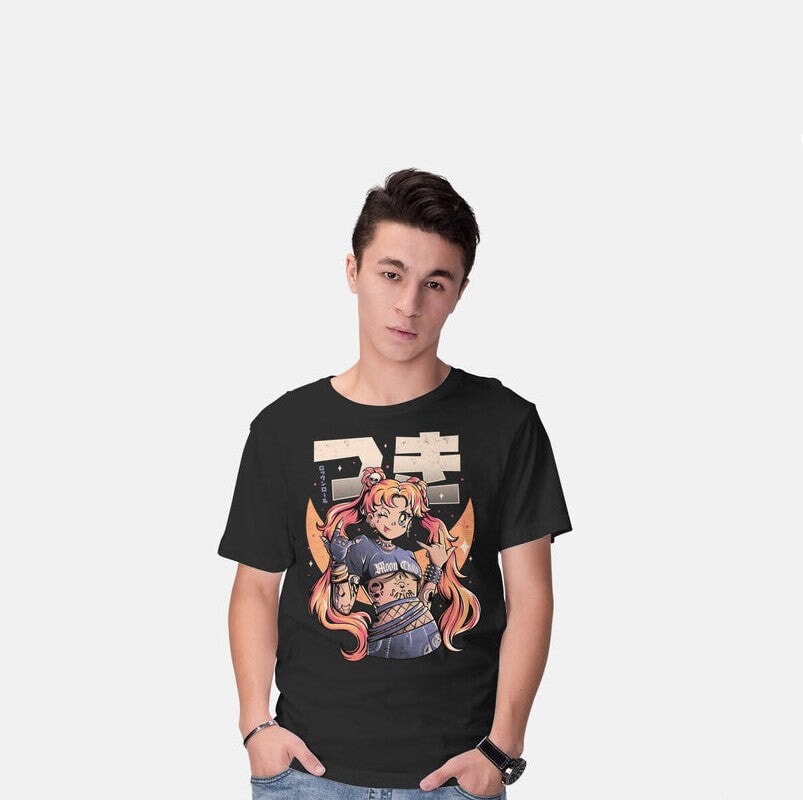 Rock On Usagi Tsukino Stone Wash Oversized Tee-Kawaii Dream