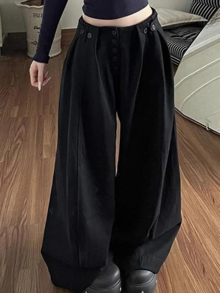 Harajuku Wide Leg Button Fly Pants