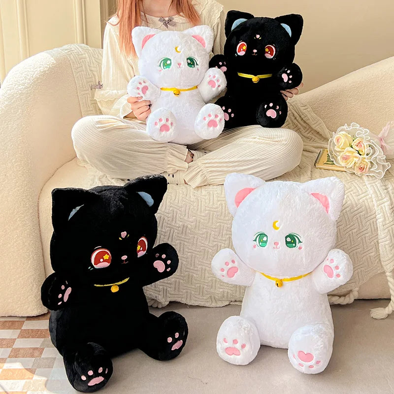 Sailor Moon Fluffy Black White Cat Plushies-Kawaii Dream