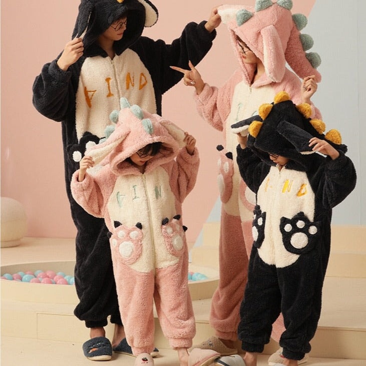 Soft Dinosaur Family Fluffy Pyjama 1-Piece Set-Kawaii Dream