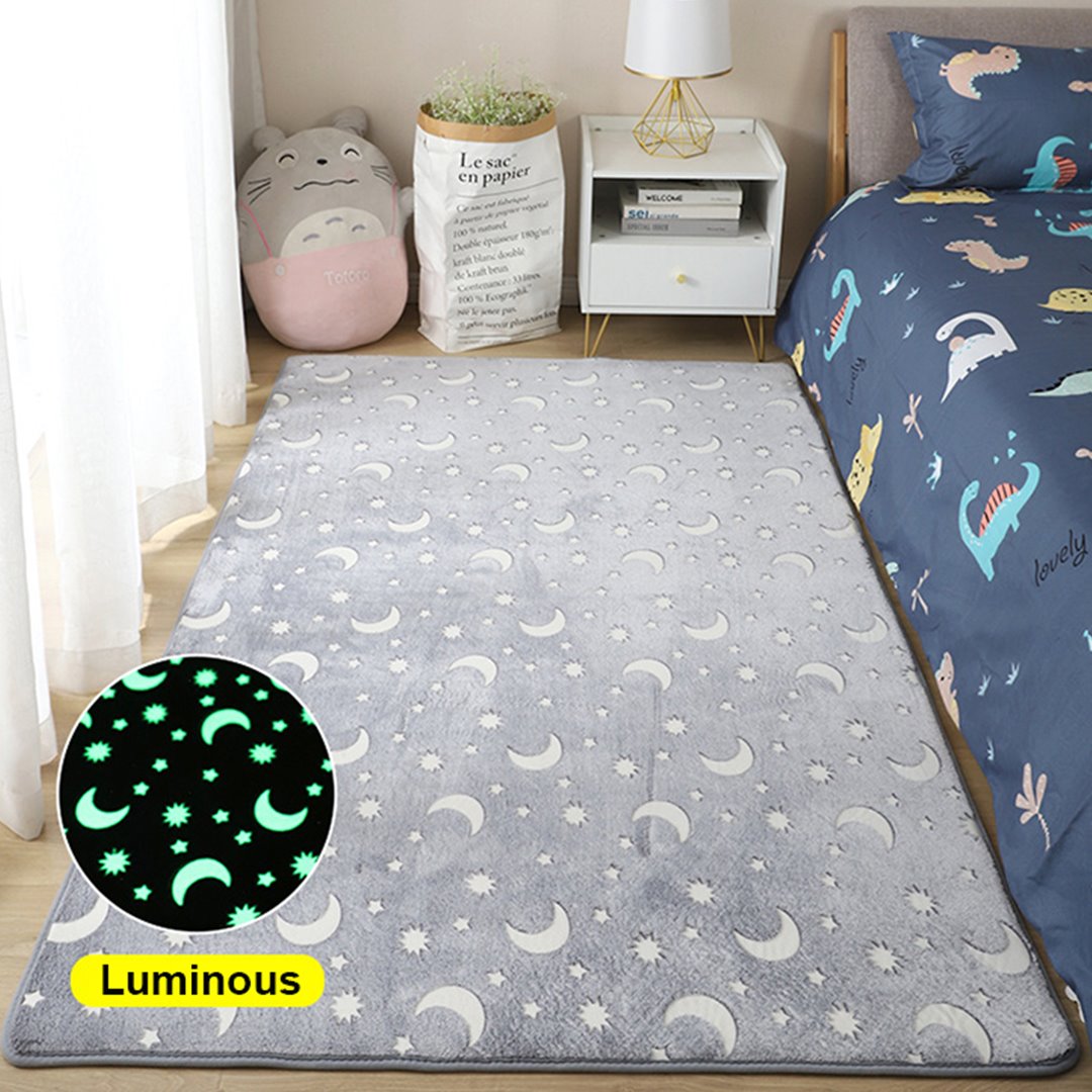 Starry Night Glow-in-the-dark Faux Fur Rug Carpet-Kawaii Dream