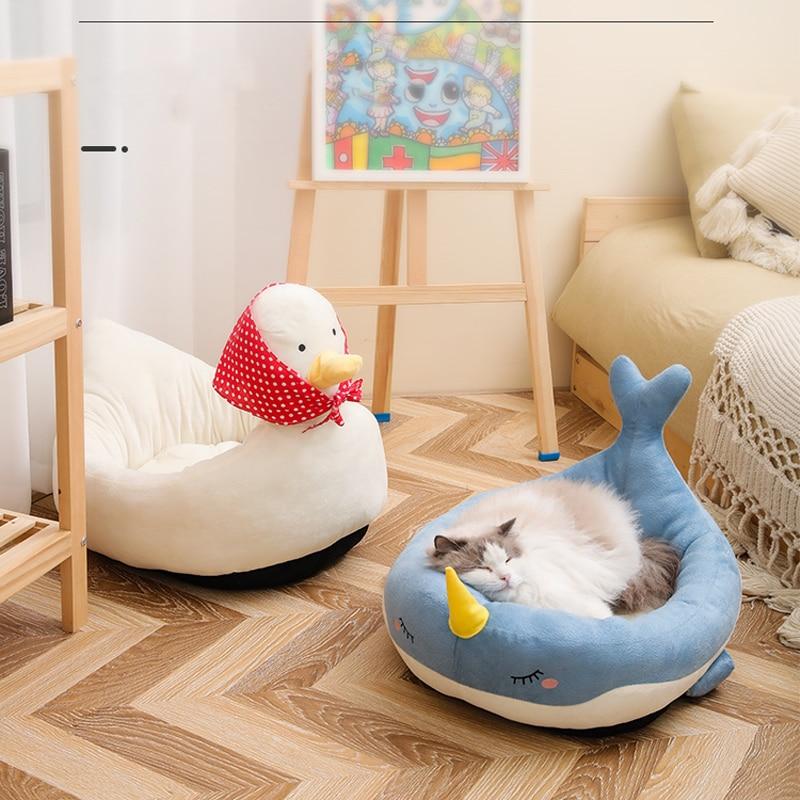 White Duck with Red Scarf Cat Dog Bed-Kawaii Dream