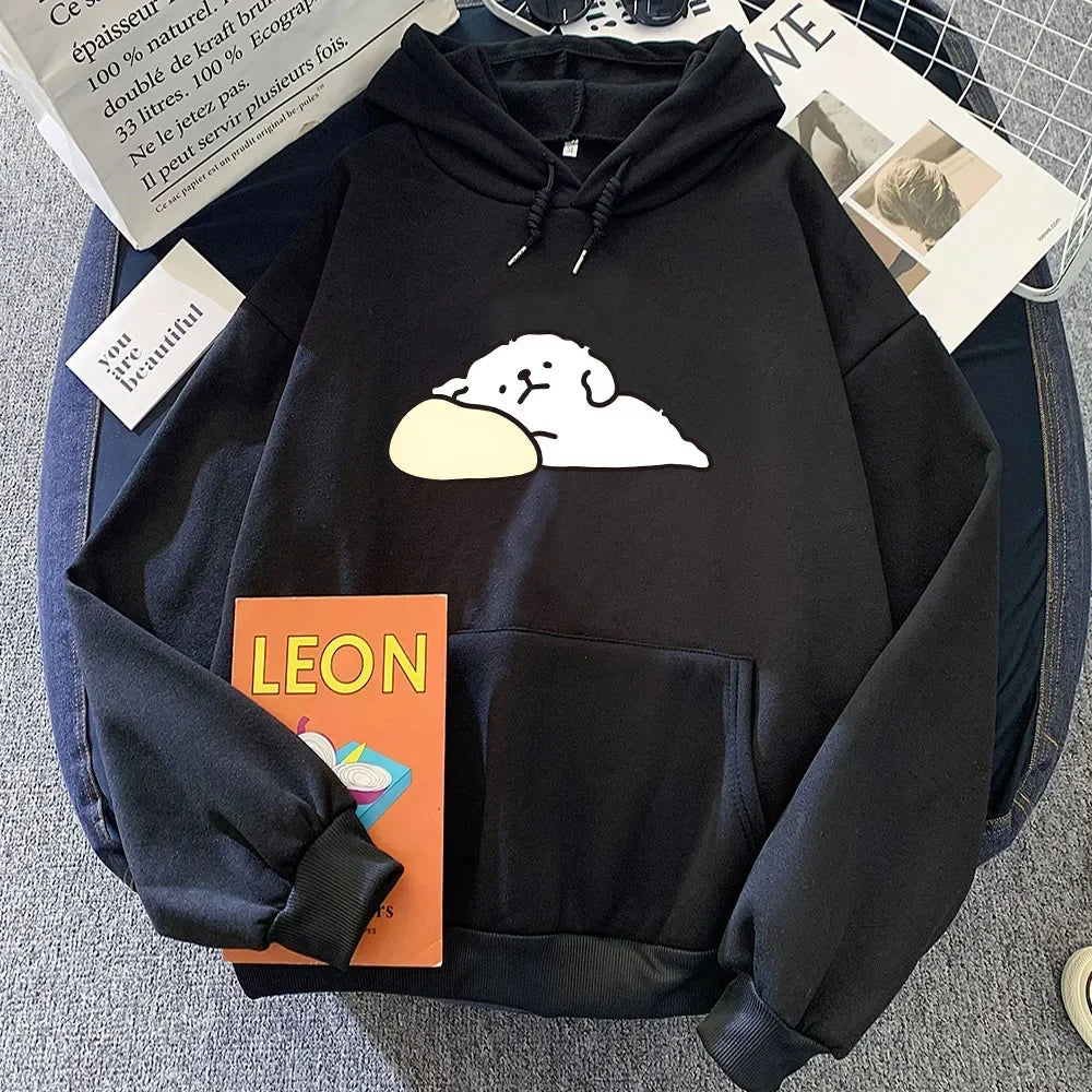 White Mochi Luckie the Dog Unisex Hoodie-Kawaii Dream