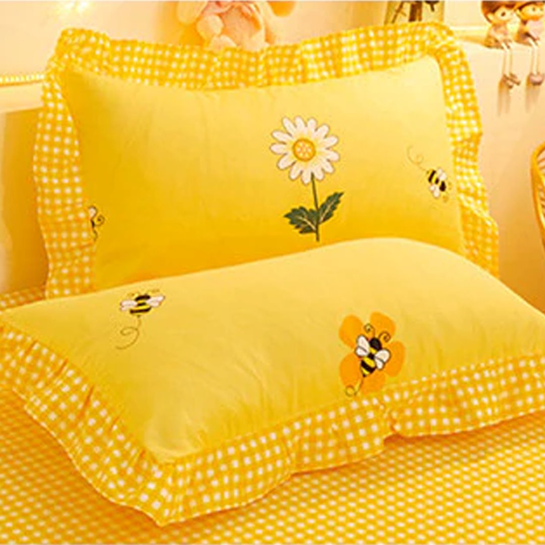 Yellow Floral Bedding Set Collection with Bed Sheet-Kawaii Dream