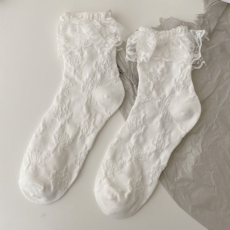 Dainty White Lace Socks