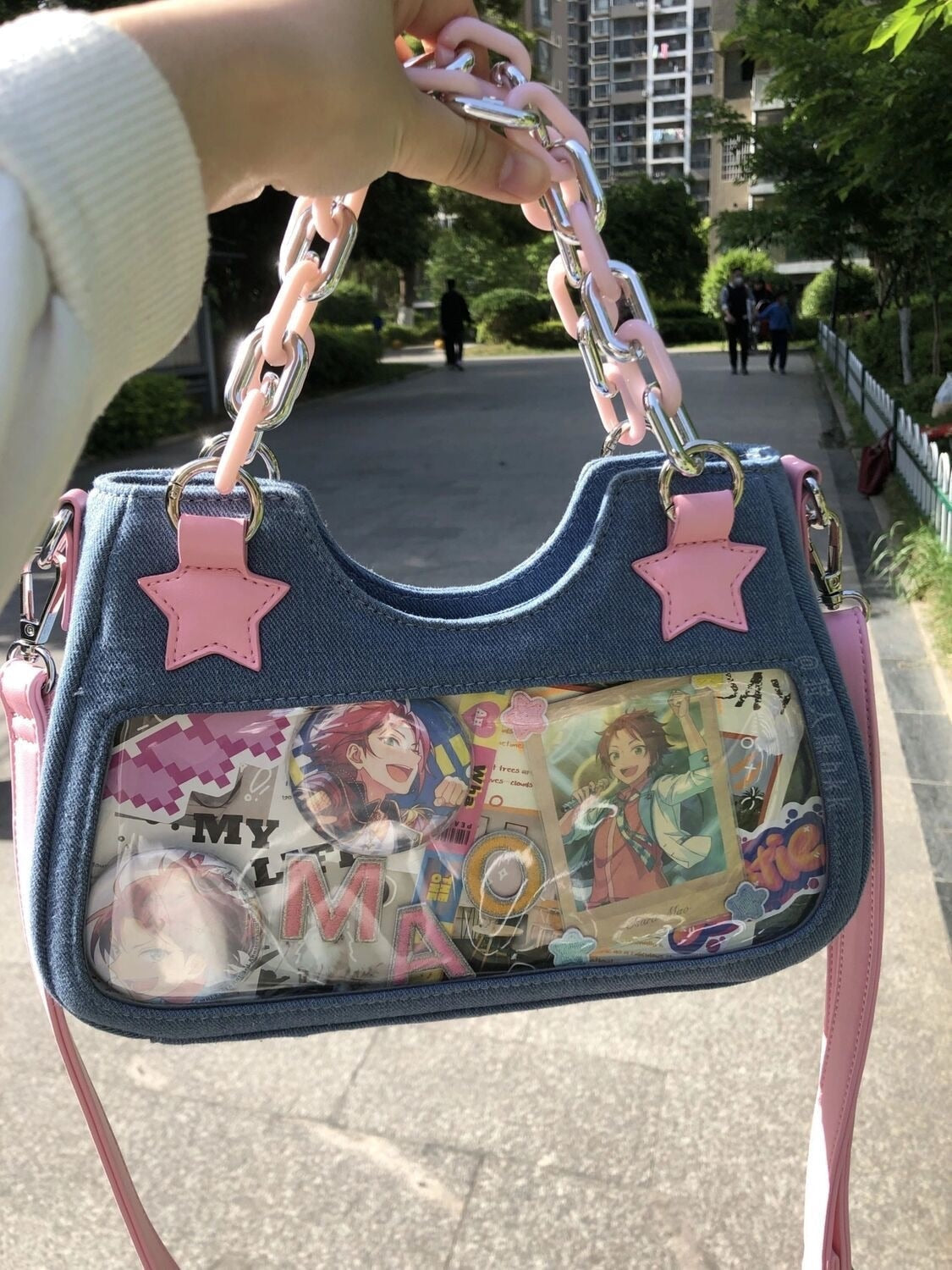 Starry Denim Shoulder Handbag