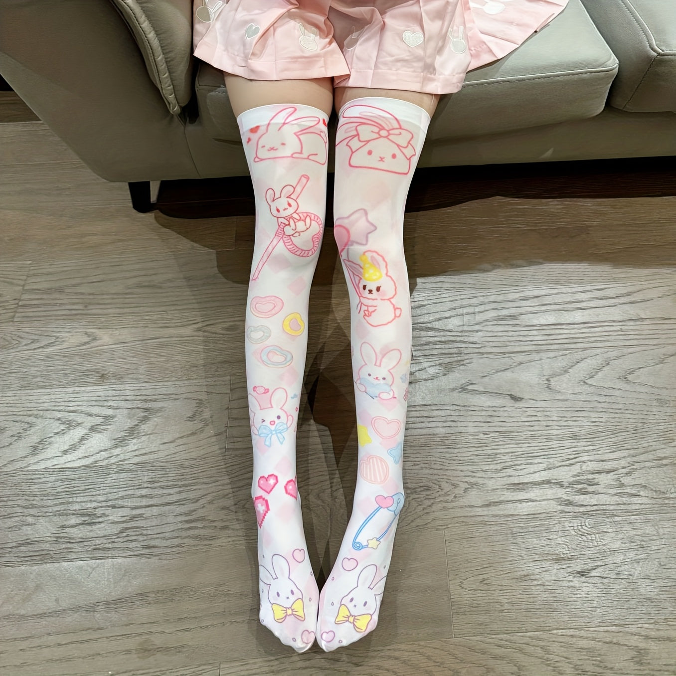 Kawaii Bunny Print Over-The-Knee Socks