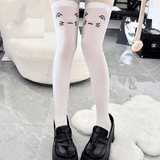 Japanese Emoticon Over-The-Knee White Stockings