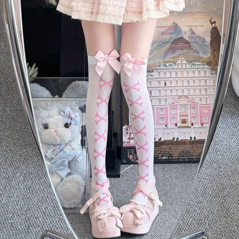 Pink Bow Over-the-Knee Socks