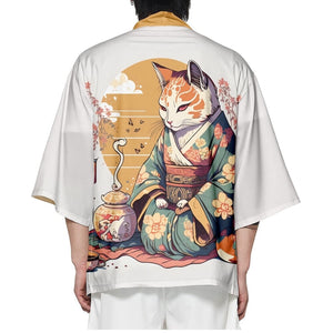 Anime Cat in Kimono Unisex Kimono Collection-Kawaii Dream