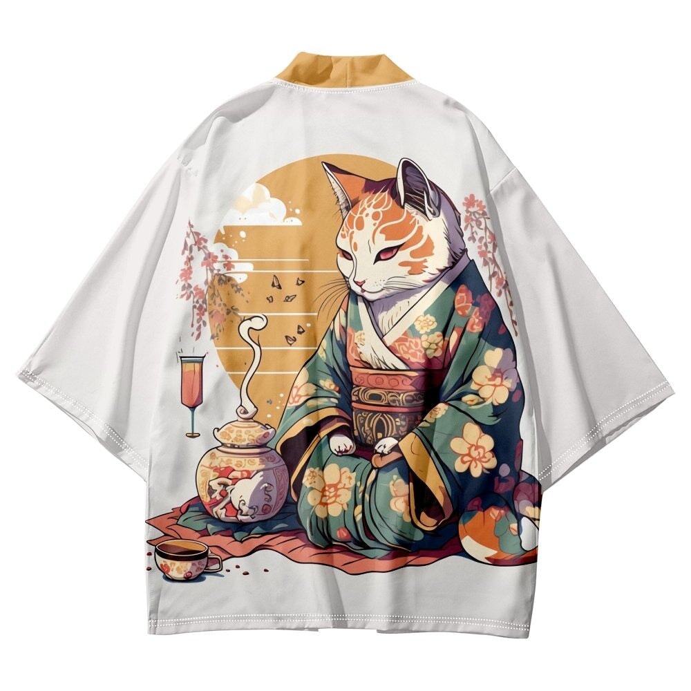 Anime Cat in Kimono Unisex Kimono Collection-Kawaii Dream