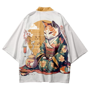 Anime Cat in Kimono Unisex Kimono Collection-Kawaii Dream