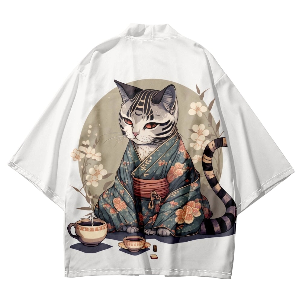 Anime Cat in Kimono Unisex Kimono Collection-Kawaii Dream