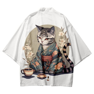 Anime Cat in Kimono Unisex Kimono Collection-Kawaii Dream