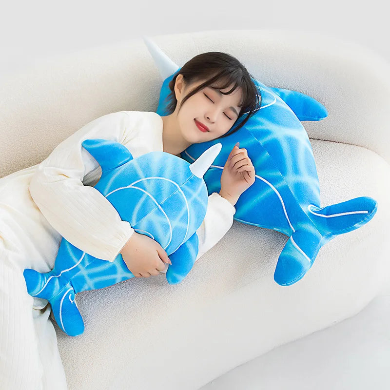 Anime Childe Tartaglia Blue Narwhal Whale Plush-Kawaii Dream