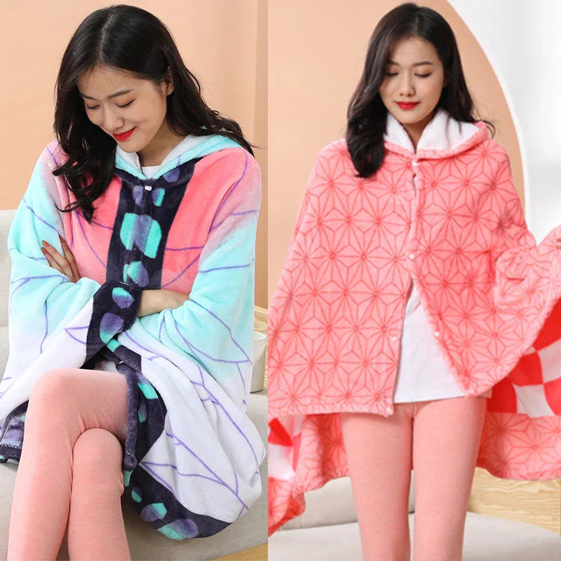 Anime Demon Slayer Hooded Cape Blanket-Kawaii Dream