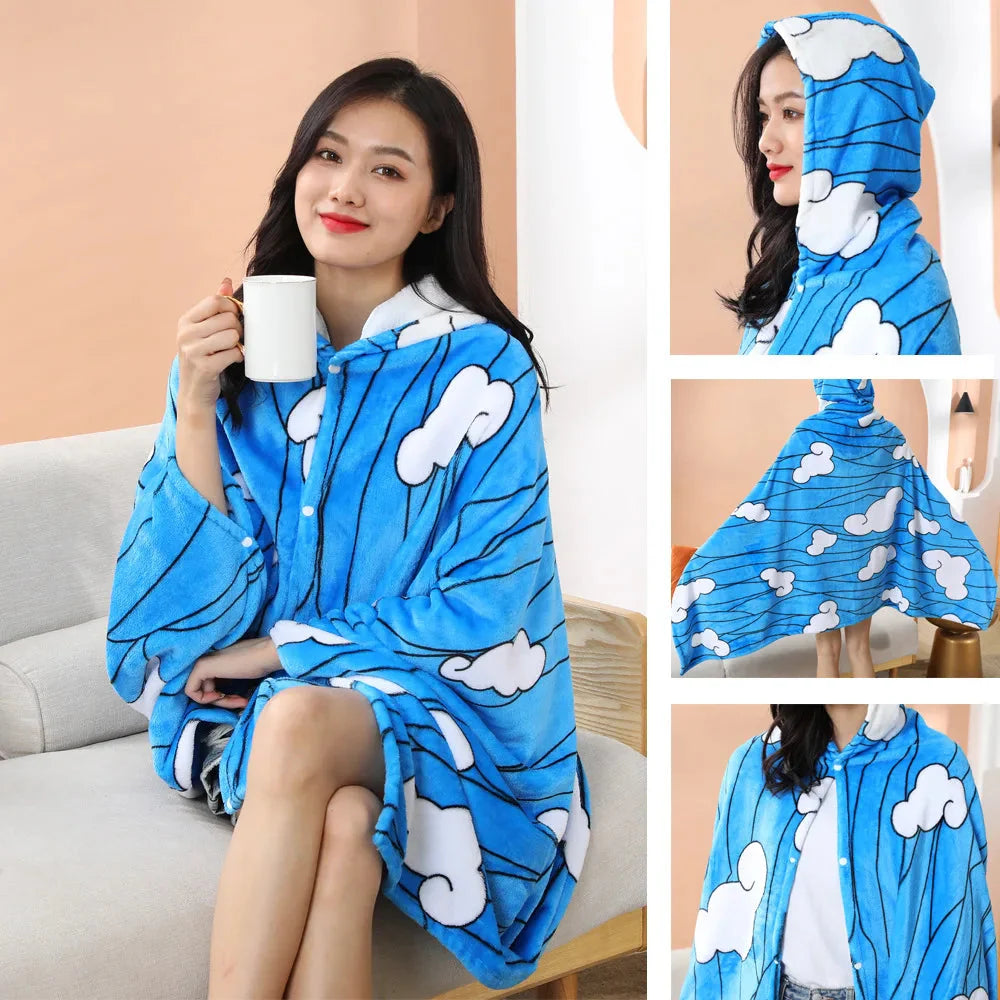 Anime Demon Slayer Hooded Cape Blanket-Kawaii Dream