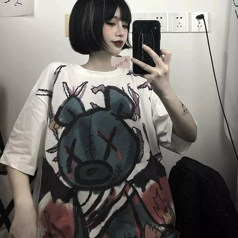 Anime Emo Bear Women's Tee-Kawaii Dream