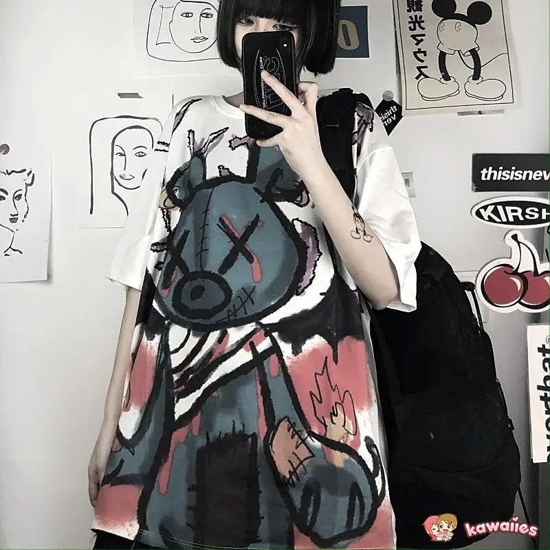 Anime Emo Bear Women's Tee-Kawaii Dream