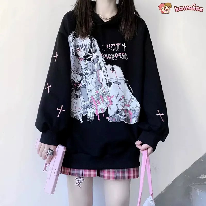 Anime Emo Girl 'Just Disappear' Women's Hoodie-Kawaii Dream