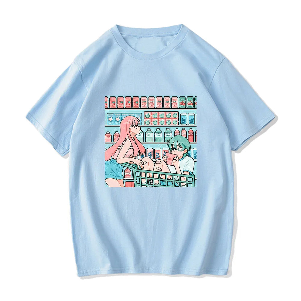 Anime Graphic Couple Shopping Unisex Tee-Kawaii Dream