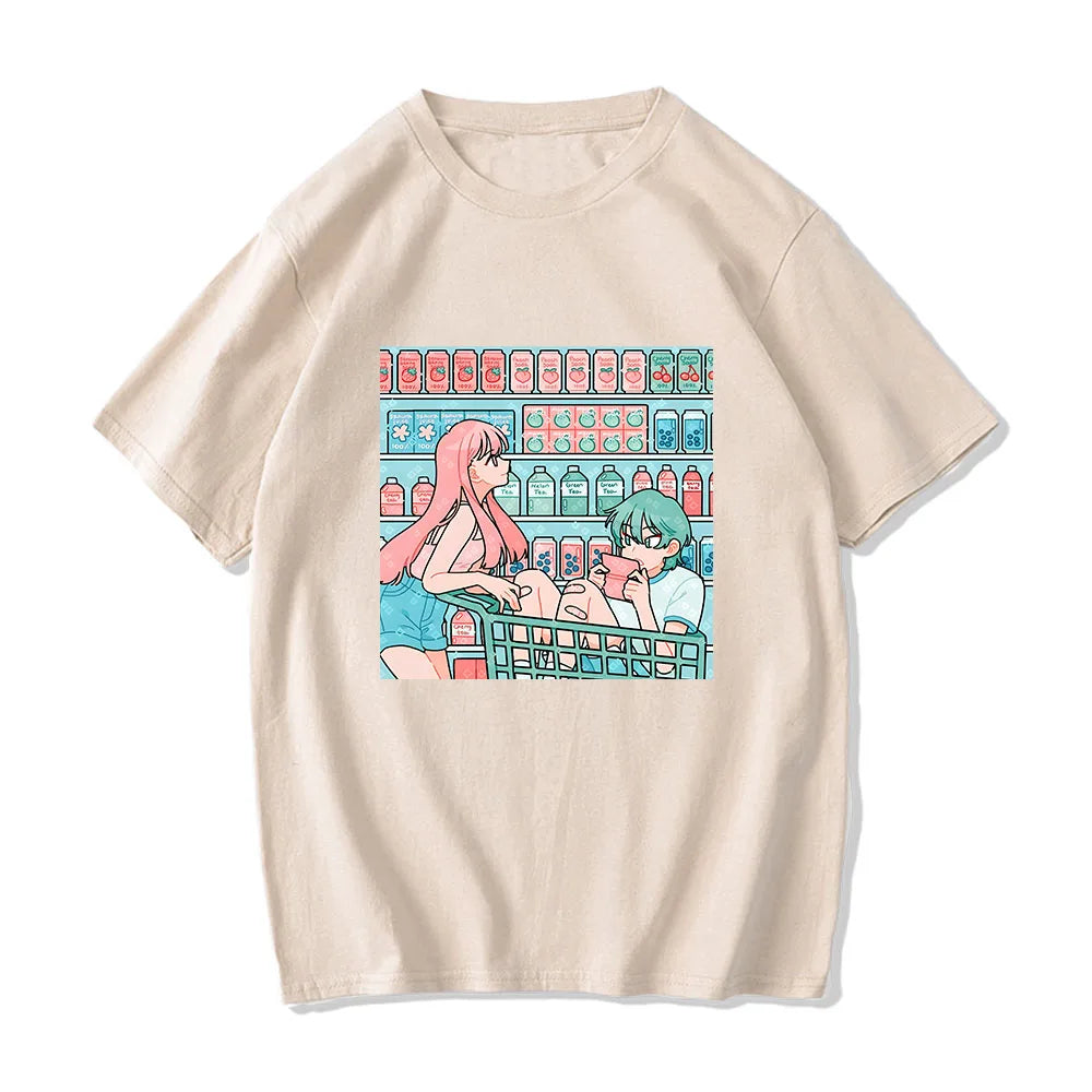 Anime Graphic Couple Shopping Unisex Tee-Kawaii Dream