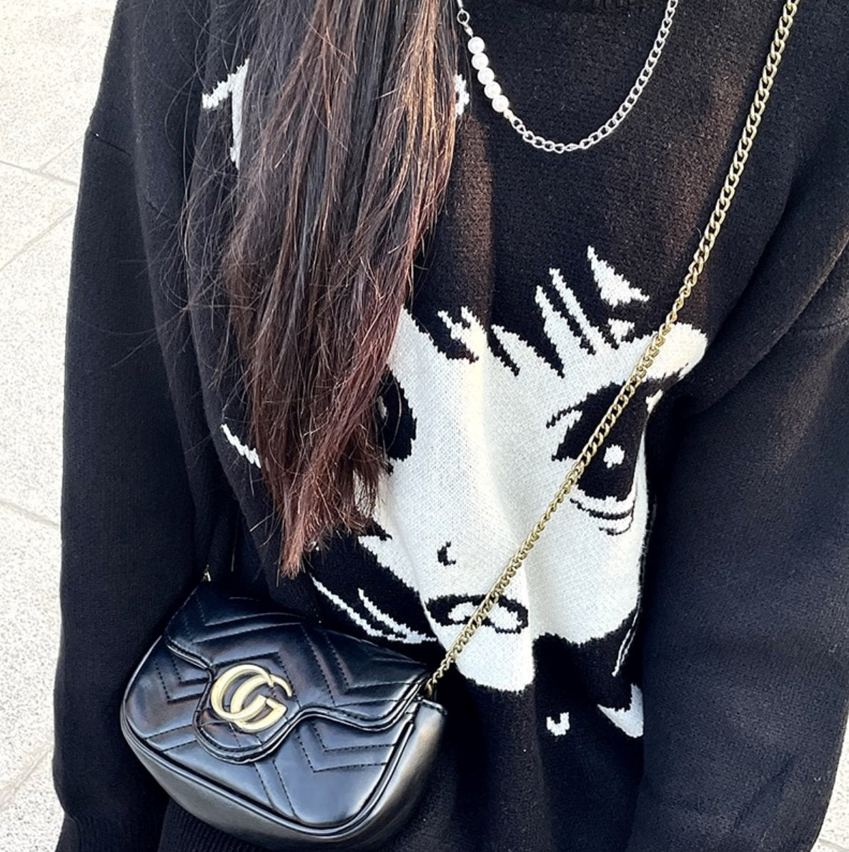 Anime Kawaii Girl Face Oversized Long Sleeve Streetwear-Kawaii Dream