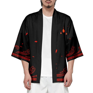 Anime White Fox Mask Black Red Unisex Kimono-Kawaii Dream