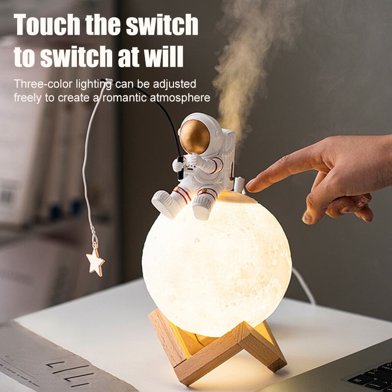 Astronaut Fishing Star on Glowing Moon Humidifier Diffuser Night Light-Kawaii Dream