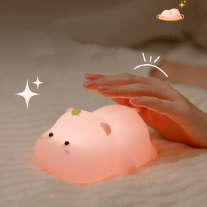 Baby Pink Kawaii Hippo LED Night Light-Kawaii Dream