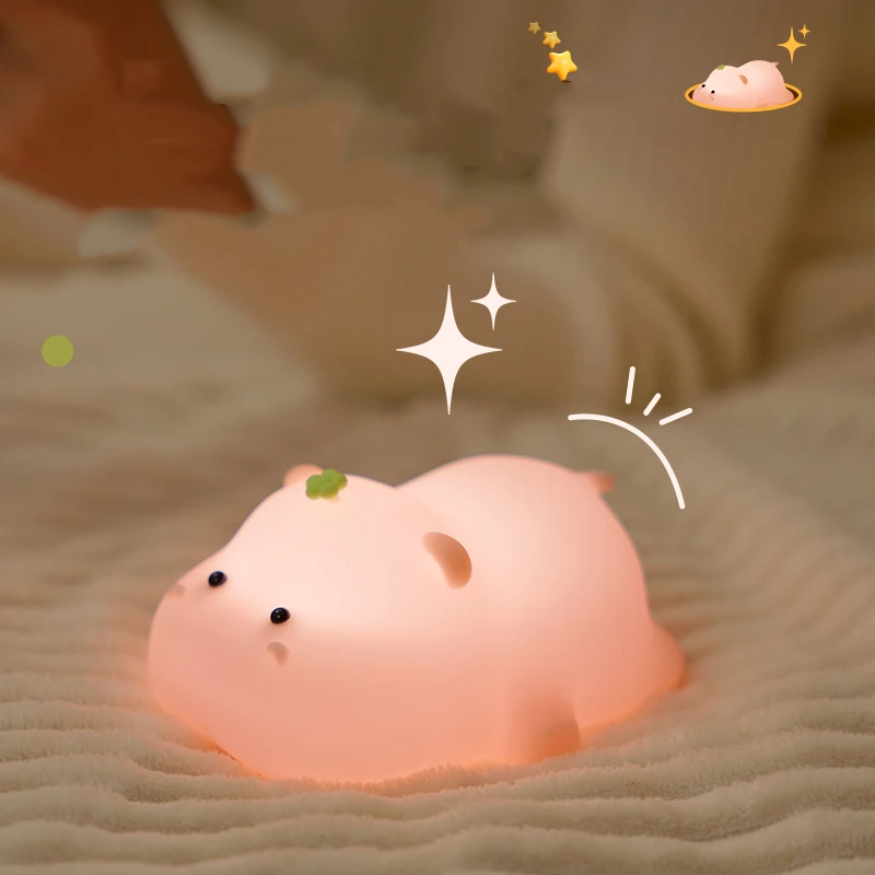 Baby Pink Kawaii Hippo LED Night Light-Kawaii Dream