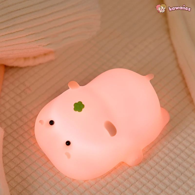 Baby Pink Kawaii Hippo LED Night Light-Kawaii Dream