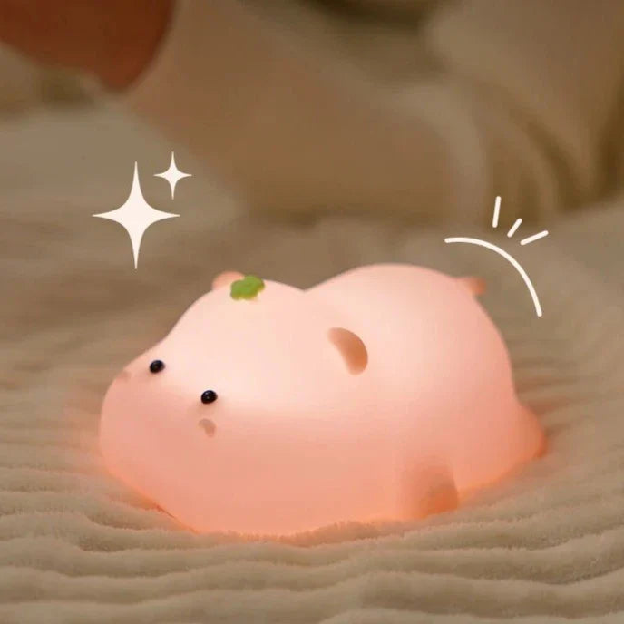Baby Pink Kawaii Hippo LED Night Light-Kawaii Dream