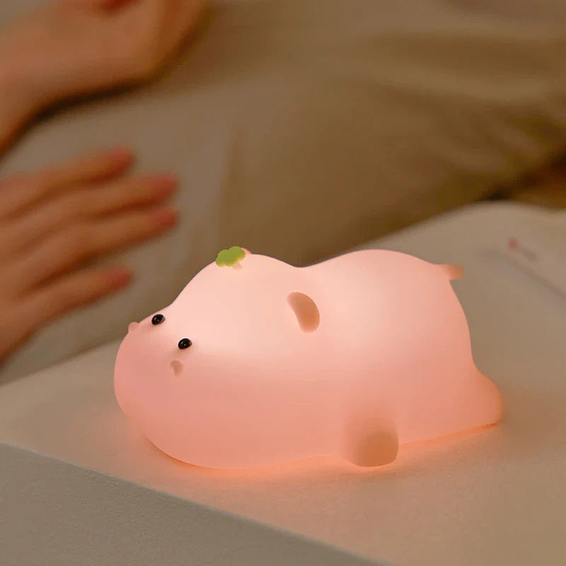 Baby Pink Kawaii Hippo LED Night Light-Kawaii Dream