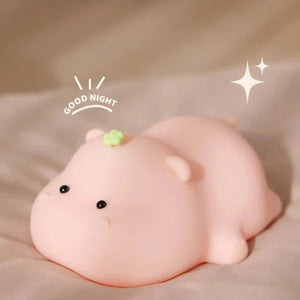 Baby Pink Kawaii Hippo LED Night Light-Kawaii Dream