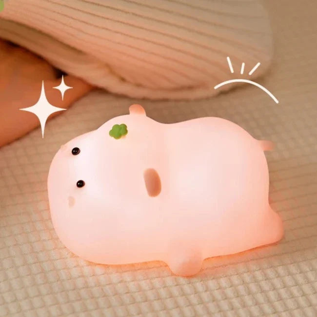 Baby Pink Kawaii Hippo LED Night Light-Kawaii Dream