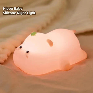 Baby Pink Kawaii Hippo LED Night Light-Kawaii Dream