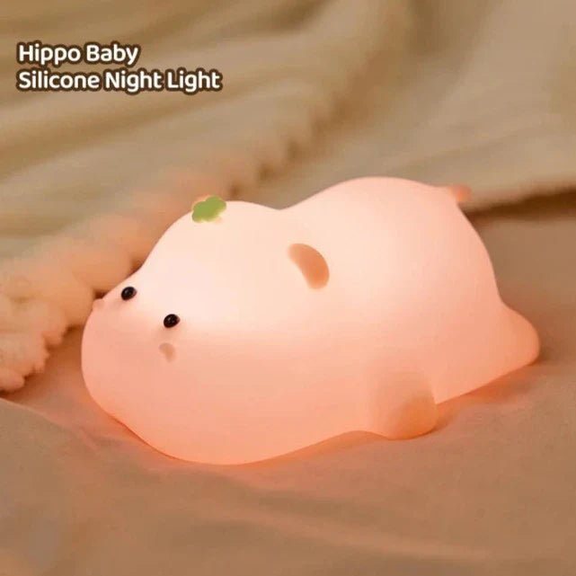 Baby Pink Kawaii Hippo LED Night Light-Kawaii Dream